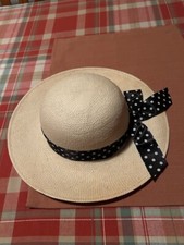 Simple elegant straw hat - tightly woven, natural in color. round crown top