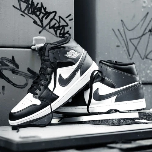 Nike Air Jordan 1 Mid Shoes Black Iron Grey White DQ8426-001 Men's Multi Size