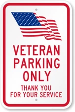 Veteran Parking Only Sign Weatherproof Aluminum 8"x12"