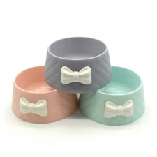 Cute Bowknot Dog Bowl Small Dog Cat Feeder Dish Pet Supplies Clearance Sale