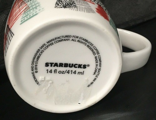 Taza navideña de cerámica Starbucks 2018 té de cacao café árbol de Navidad taza 14 oz - Imagen 10 de 10