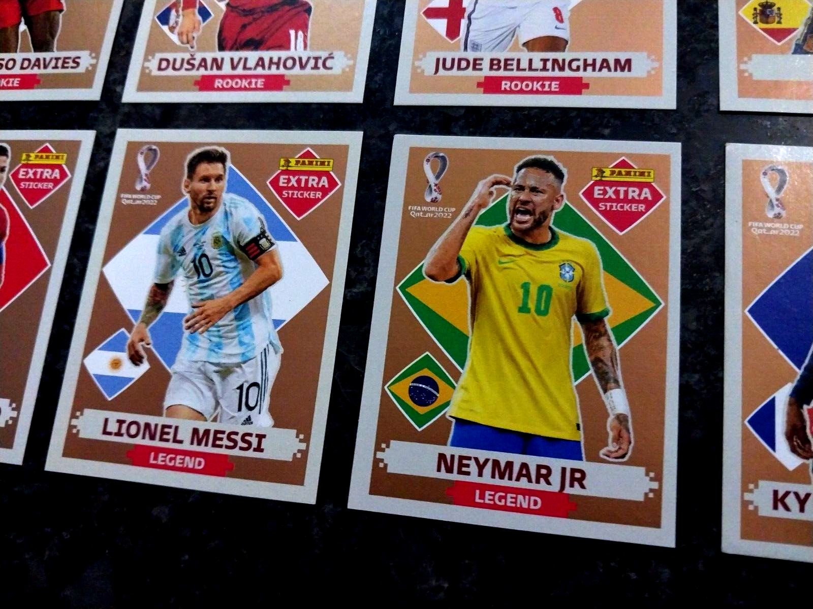 4x messi mbappe ronaldo neymar Extra sticker Bronze w cup 2022 panini