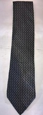 NOS DKNY Black Silver Grey Geometric Pattern 100 Silk Neck Tie 58" Length