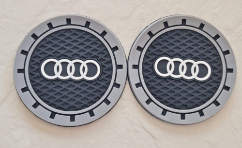 Audi Logo Emblem Silicone Car Cup Coasters 2 Pack 2.75" Diameter - Picture 1 of 4
