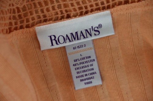 Roamans Womens Sz Large Knit Crochet Sweater Cardigan Duster Peach Orange Pastel - Picture 6 of 6