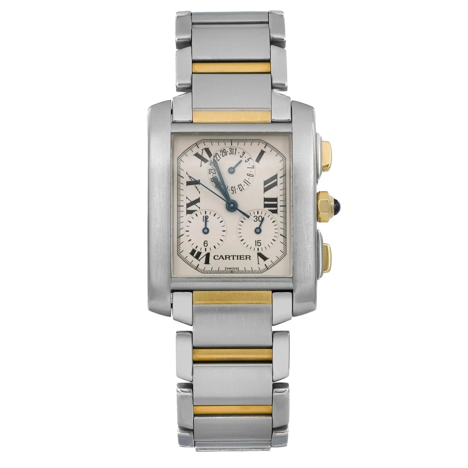 Cartier Tank Francaise Chronoflex Gold Steel Quartz Watch 2303 W51004Q4