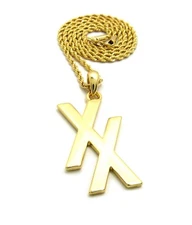 NEW 'XX' MGK PENDANT & 24" BOX/CUBAN/ROPE CHAIN HIP HOP NECKLACES - XSP628