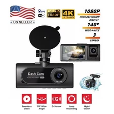 Car 3 channel Dash Cam HD 1080P Front/Rear/Inside Video Recorder Camera G-sensor