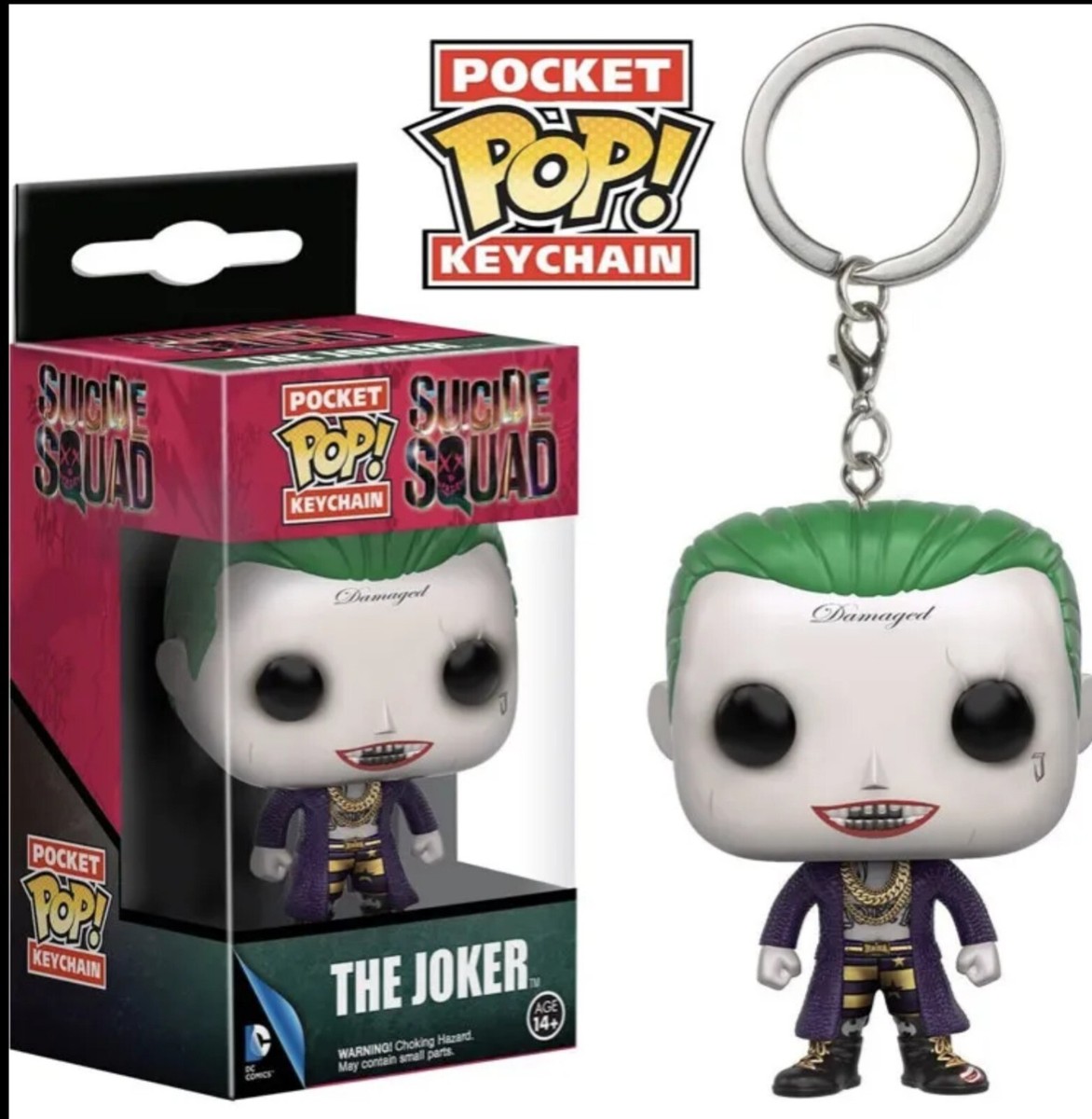 FunkoPop！KEY CHAIN JOKER HARLEYQUINN Pop Pocket Keychain The Joker and Harley Quinn 2016 DC