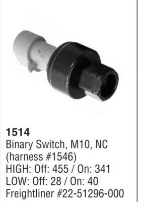 Freightliner Binary Pressure Switch ATC 1514 (22-51296-000) Truck A/C 
