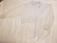 1990s Expose Button-down Shirt XL Light Blue Soft Denim / White Sheer
