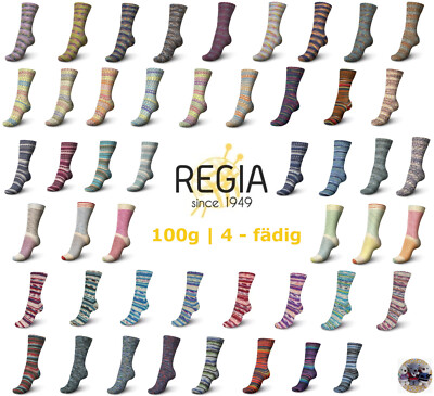 100g REGIA COLOR 4-fädig 4-fach Sockenwolle - große Farbauswahl (55,00-65,00 /kg