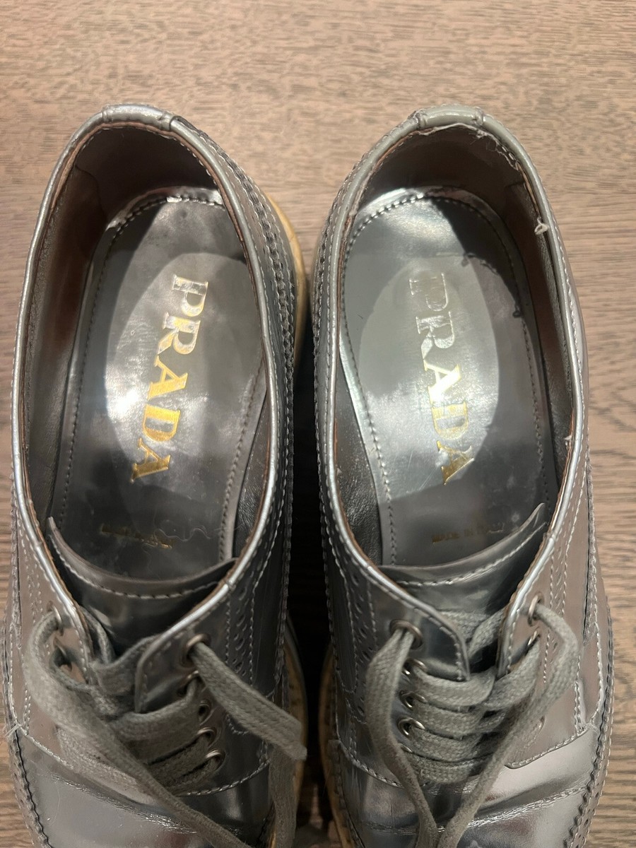 Prada Metallic Silver Oxford Platform Sneakers 5.5 | eBay