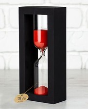 Sand Timer In Wooden Case For 15 Minutes (color: Black/sand Red)