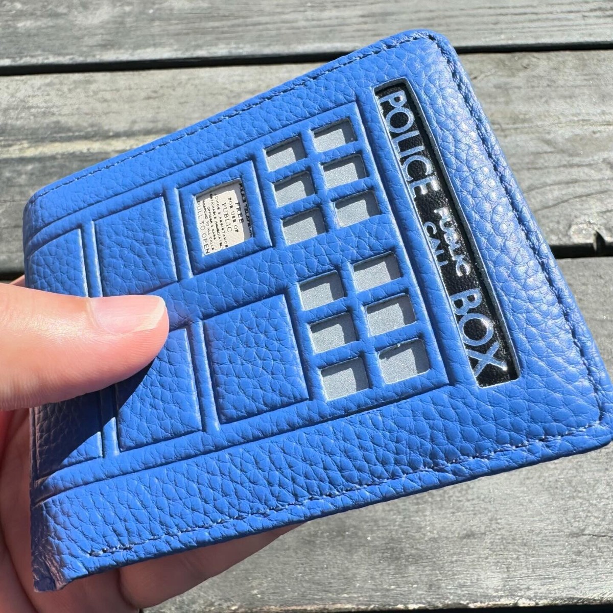 Doctor Who Tardis Premium Italian Pebbled leather Bifold wallet Silk  interior