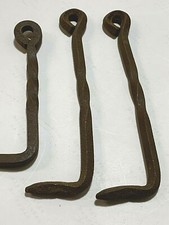 Mixed lot of 3 Gate and door hooks, antique, twisted steel, 4 inch and 6 inch