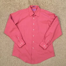 Bergamo New York Shirt Mens Large Pink Long Sleeve Button Up Fitted 