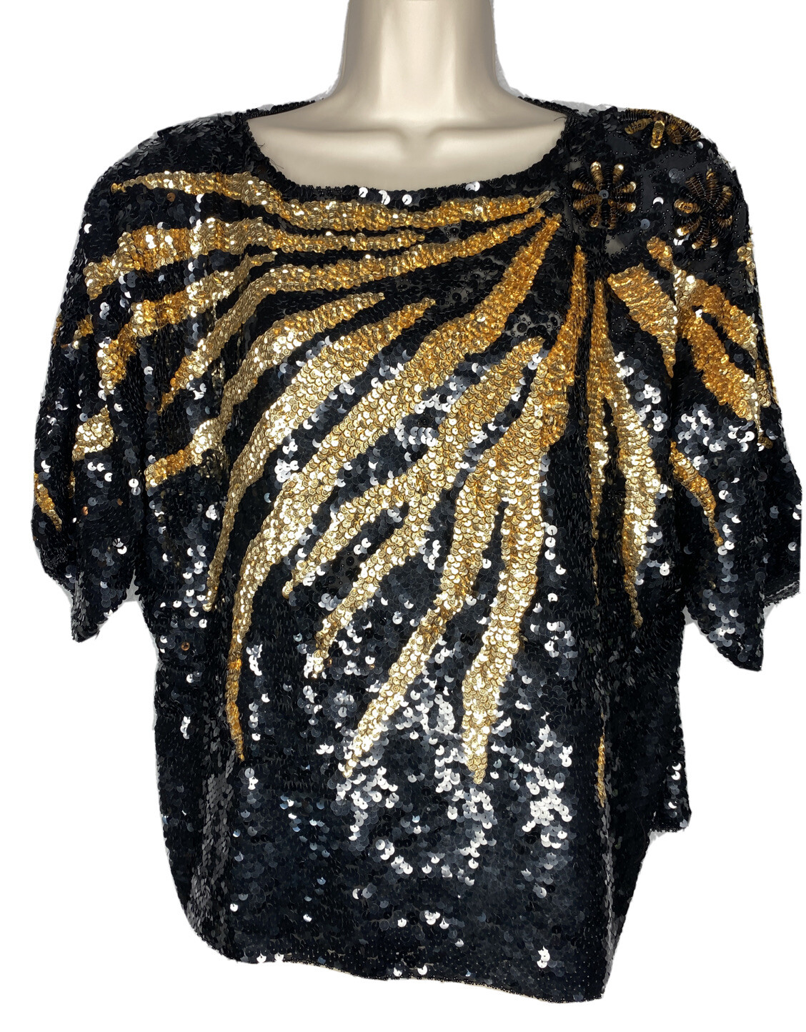 gold and black sequin top
