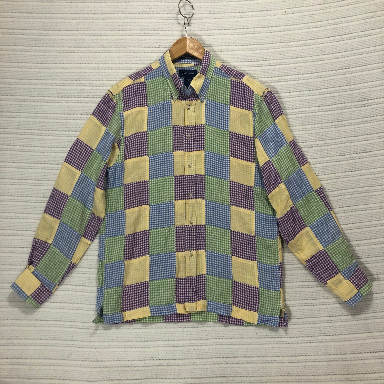 Paul Fredrick Linen Patchwork Button Down Shirt C… - image 2