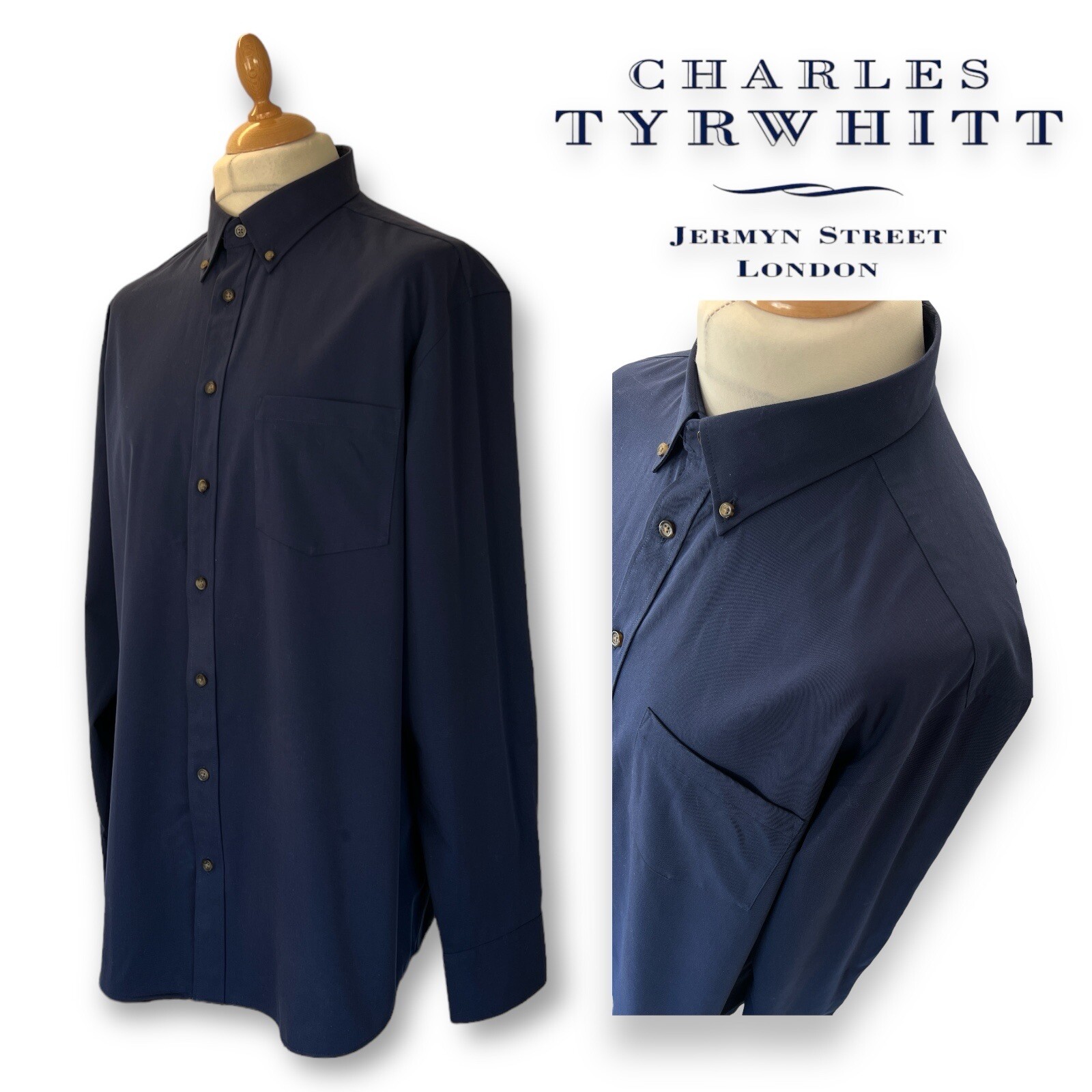 CHARLES TYRWHITT Men’s Long Sleeve CLASSIC FIT NONIRON Casual Shirt