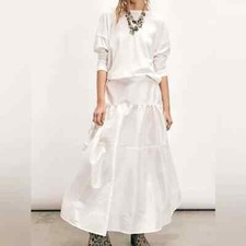 New Free People Emery Drop-Waist Midi Skirt Soft White M