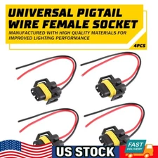 H11 Wire Pigtail Female Two Harness Head Light Low Beam Socket Connector Plug