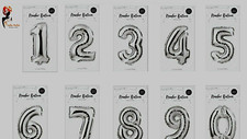 32CM SILVER FOIL REUSABLE BALLOON NUMBERS Air Helium Birthday Party Age GM2770