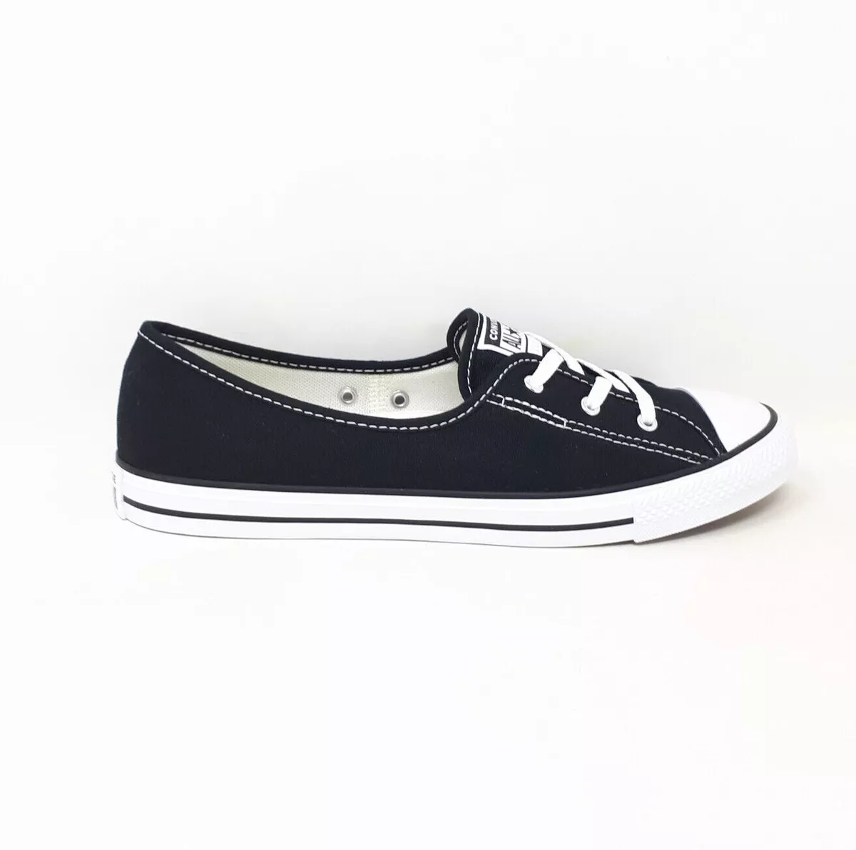 Converse Chuck Taylor All Star Ballet Lace Slip On Fashion Shoe Black Womens NEW