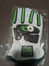 Magid T-Rex Green & White Lined Leather Safety Work Gloves ANSI Cut A6 Size XL