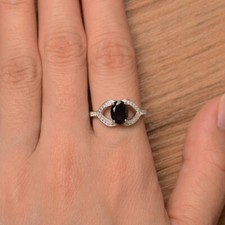 Black Onyx 925 Sterling Silver Ring Natural Oval Gemstone Women Minimal Ring