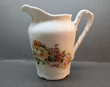 Vintage Porcelain Cream Pitcher Floral Transfer White Ware 4 Inch
