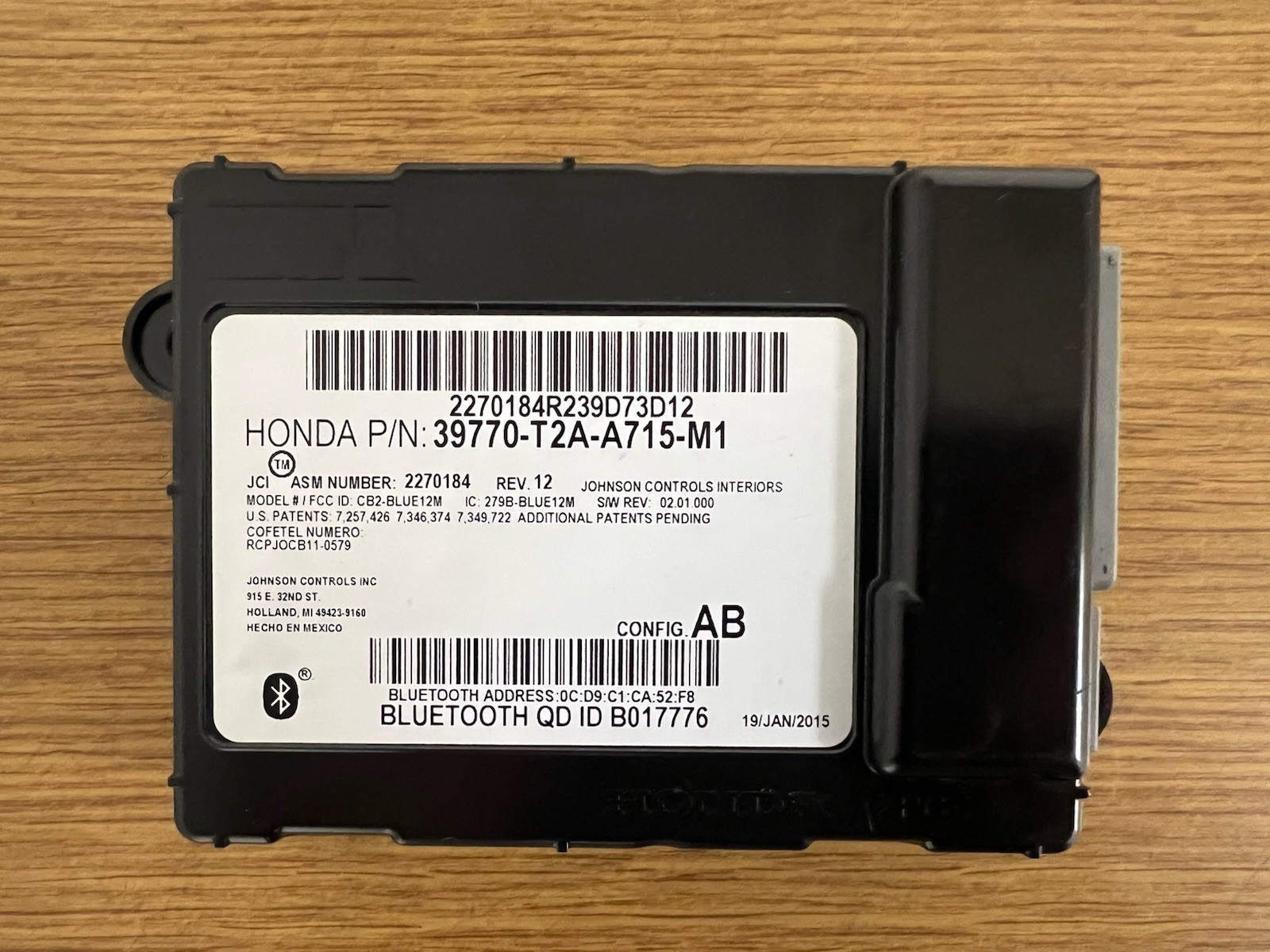 2013-2015 HONDA ACCORD HANDS FREE LINK BLUETOOTH MODULE 39770-T2A-A715-M1 OEM