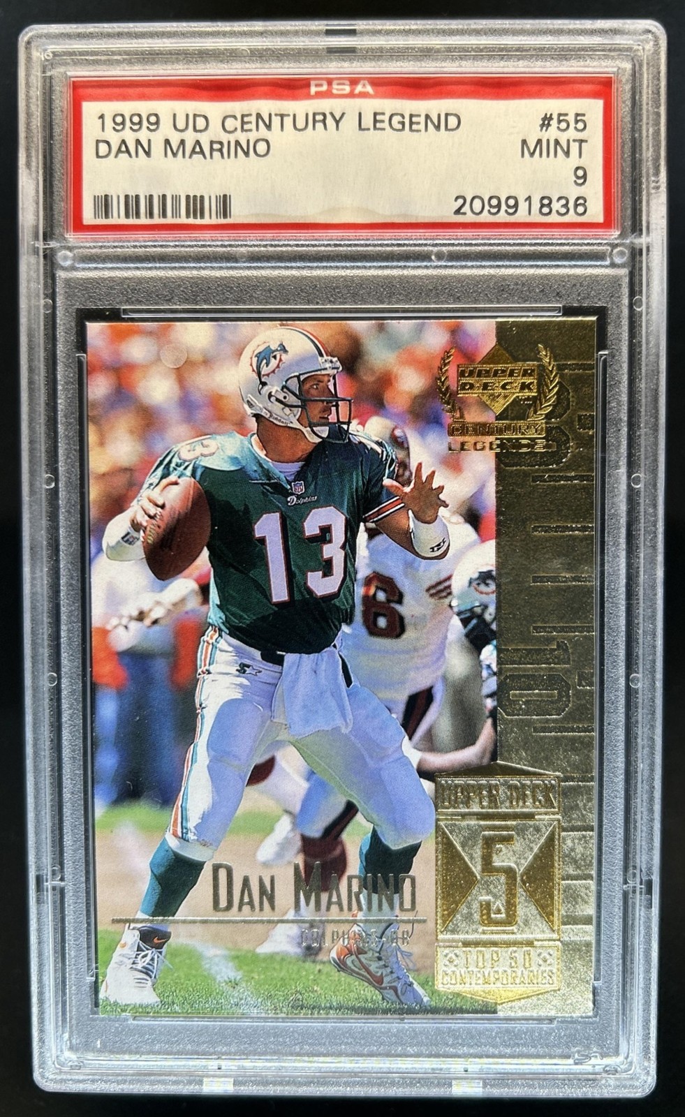 1999 Upper Deck Century Legends Dan Marino #55 Dolphins PSA 9