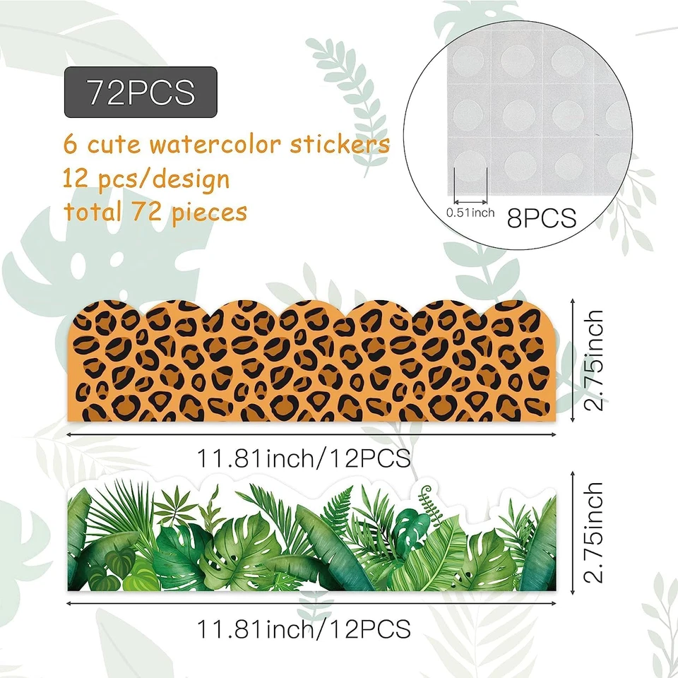 80 Piezas Tablón de Anuncios Estampado Animal Fronteras África Safari Leopardo Cebra Tigre Gira Foto 2 de 4