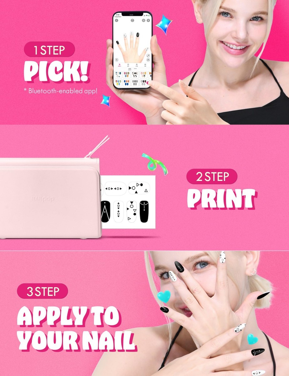 Nailpop Mobile Nail Sticker Printer comes w/ 10 Sheets of Nail