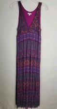 Weston Boho Womens Sundress Purple Multi Sz L Cooling Nylon Layered USA 