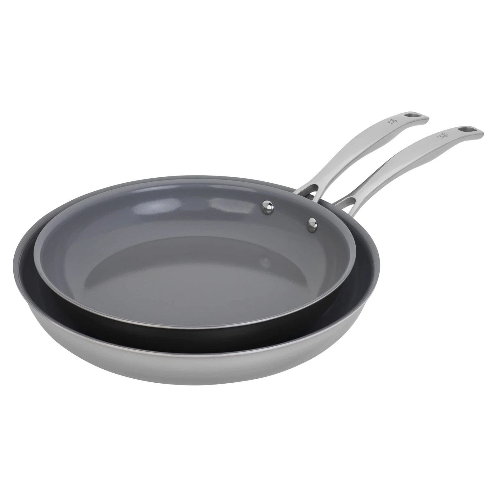 Pan Set 2 Piece 10 inch 12 Stainless Steel Nonstick HENCKELS Fry Clad Ceramic