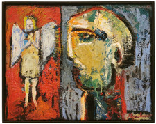 JOHN JOSEPH GRAHAM (USA/20TH C) 1998 'PROFILE W/APPARITION' FGRTV O/C SLAT FRAME