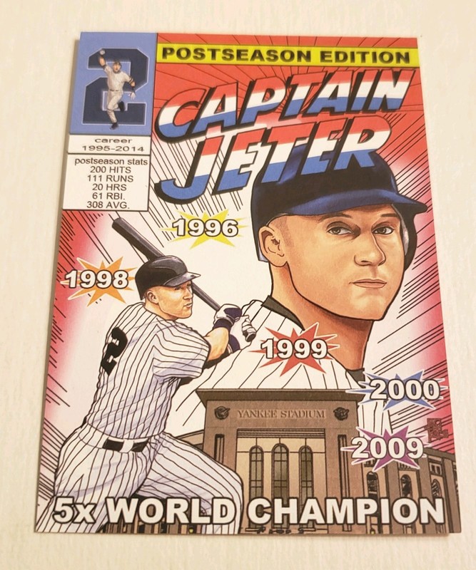 Derek Jeter 5X World Champion  Sketch/Print Limited Ed. Card Signed By Artist