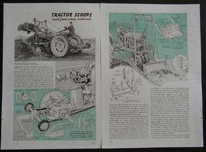 Tractor Scoop-Bucket Lift-Front End Loader 1946 How-To build PLANS