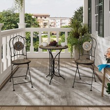 3PCS Patio Bistro Set Outdoor Garden Furniture Villa Mosaic Table and 2 Chairs
