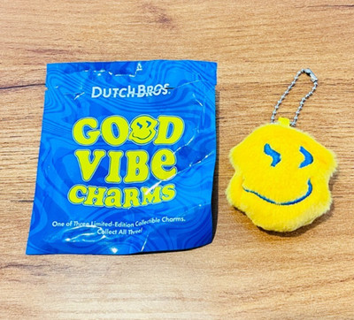 Dutch Bros Good Vibe Charm OG Smiley Happy Face Mini bag Charm Chain 2026 Drop