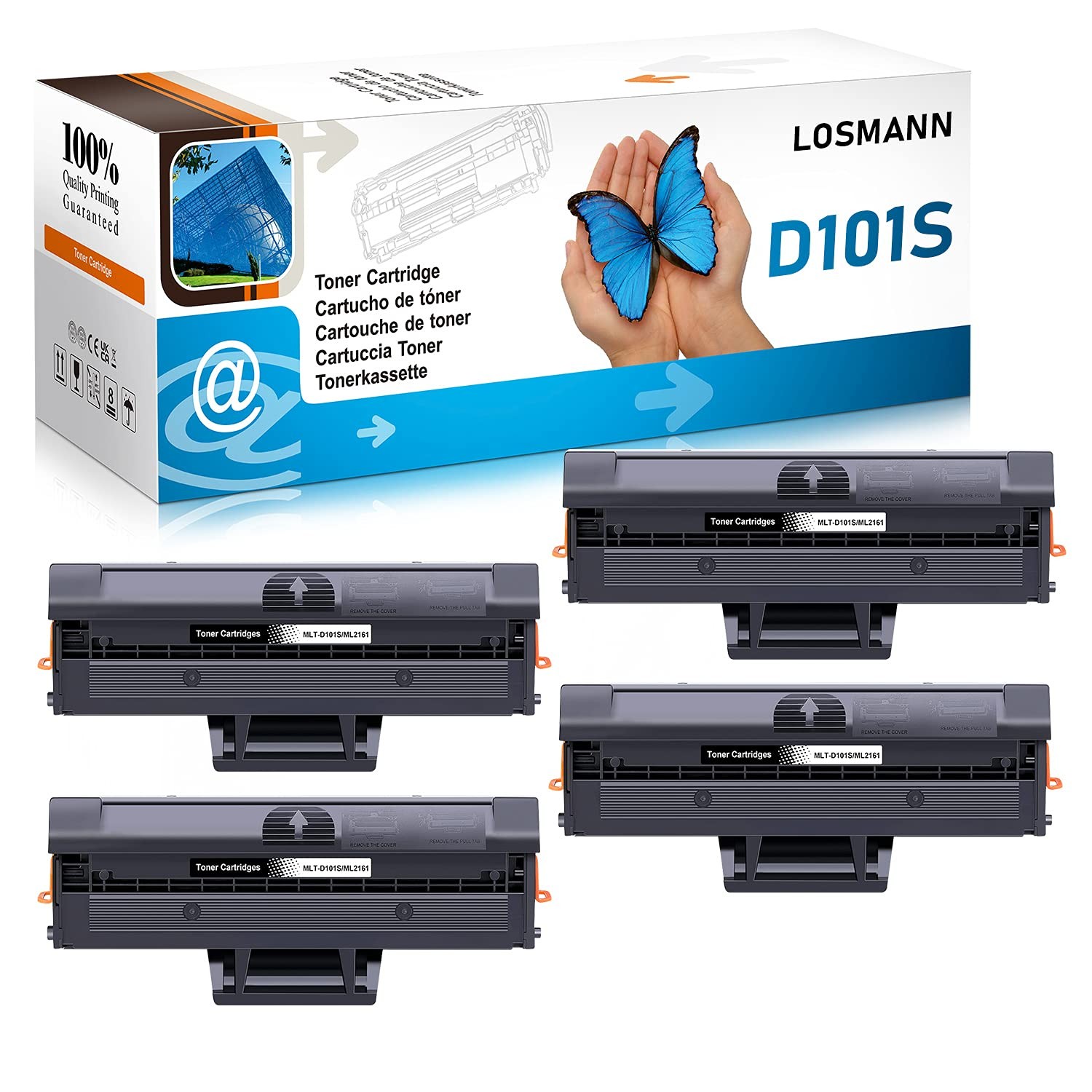 Toner MLT-D101S compatible Samsung ML-2160 en lot de 4 cartouches noires pour imprimante