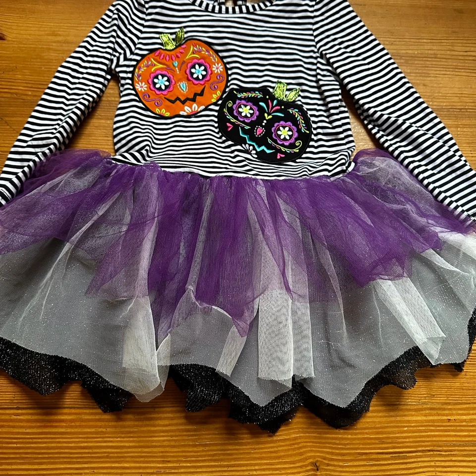 Emily Rose black white striped halloween long sleeve tutu dress SIZE 4T - Image 3 of 4