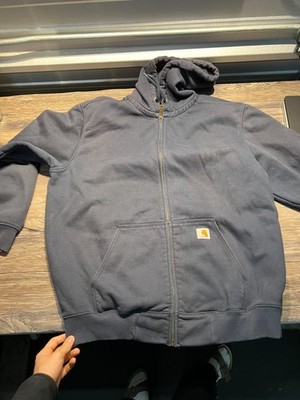 Carhartt Rain Defender Hoodie Men XL Navy Zip Up Workwear Heavyweight Jacket