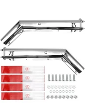 Pair Chrome Angled Spring Loaded Mud Flap Hanger 2.5" & Mud Flap for Semi Truck