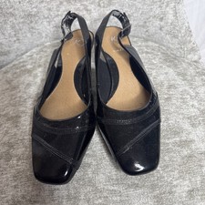 Clarks K Womens Lack Patent Sling Back Wide Fit Size 5.5 Kitten Heel Sandals VGC