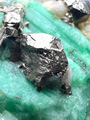 255 Gr. Pyrite Crystals Bunch On Emerald - Panjshir, AFG