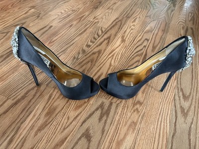 Badgley Mischka Kiara Embellished Dress black  Peep Toe 4 3/4'' Heel Size 6 M