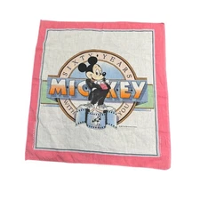 Disney 60 Sixty Years of Mickey Mouse 1987 Scarf Flag Banner Cloth Disneyana